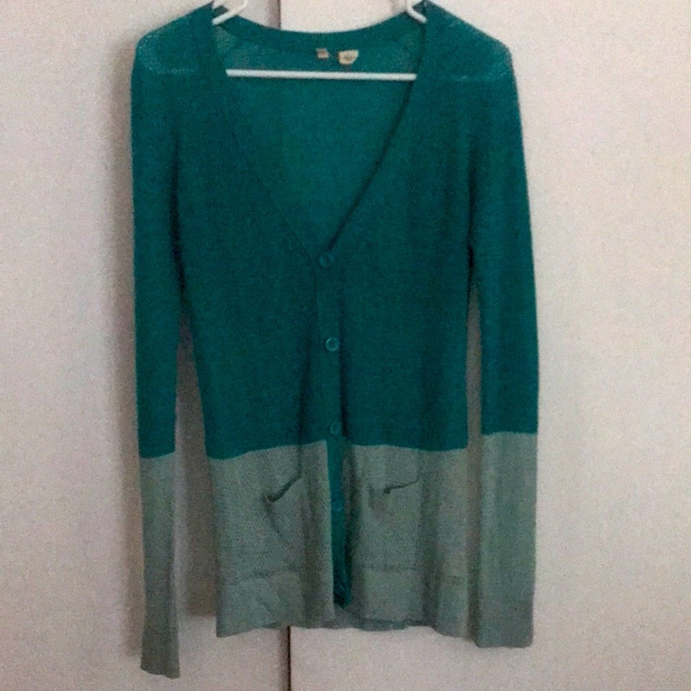 Two toned knit button sweater
